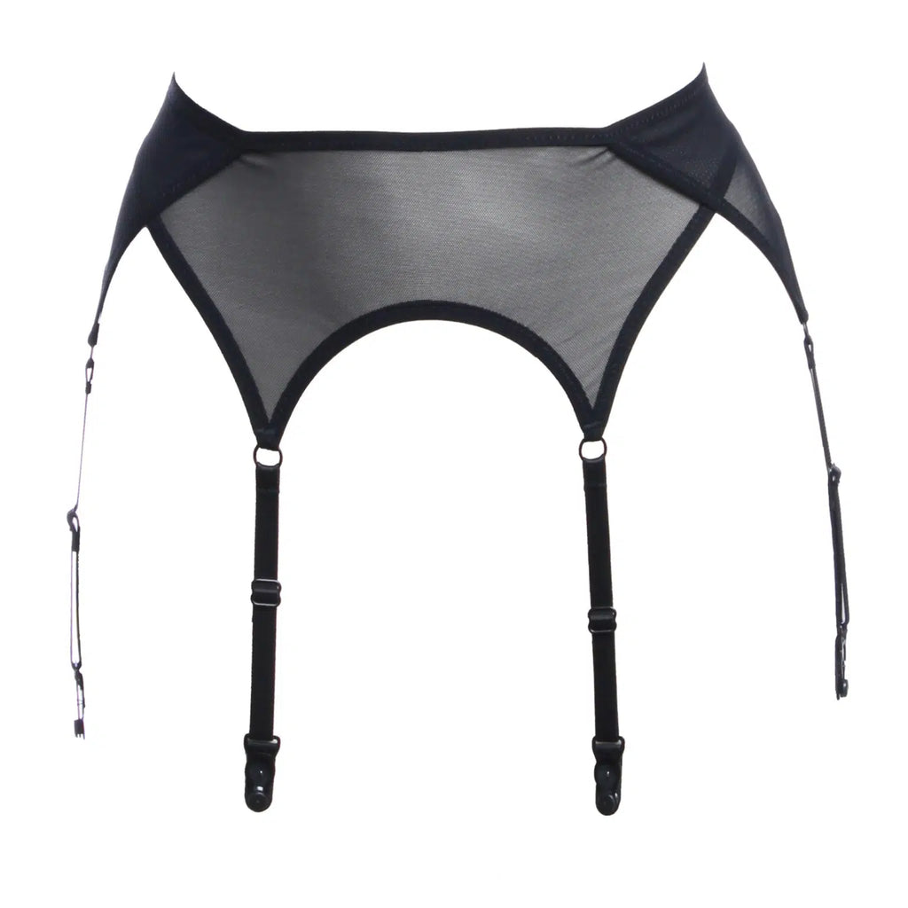 Mesh Six Strap Garter Belt With Layering On the Sides