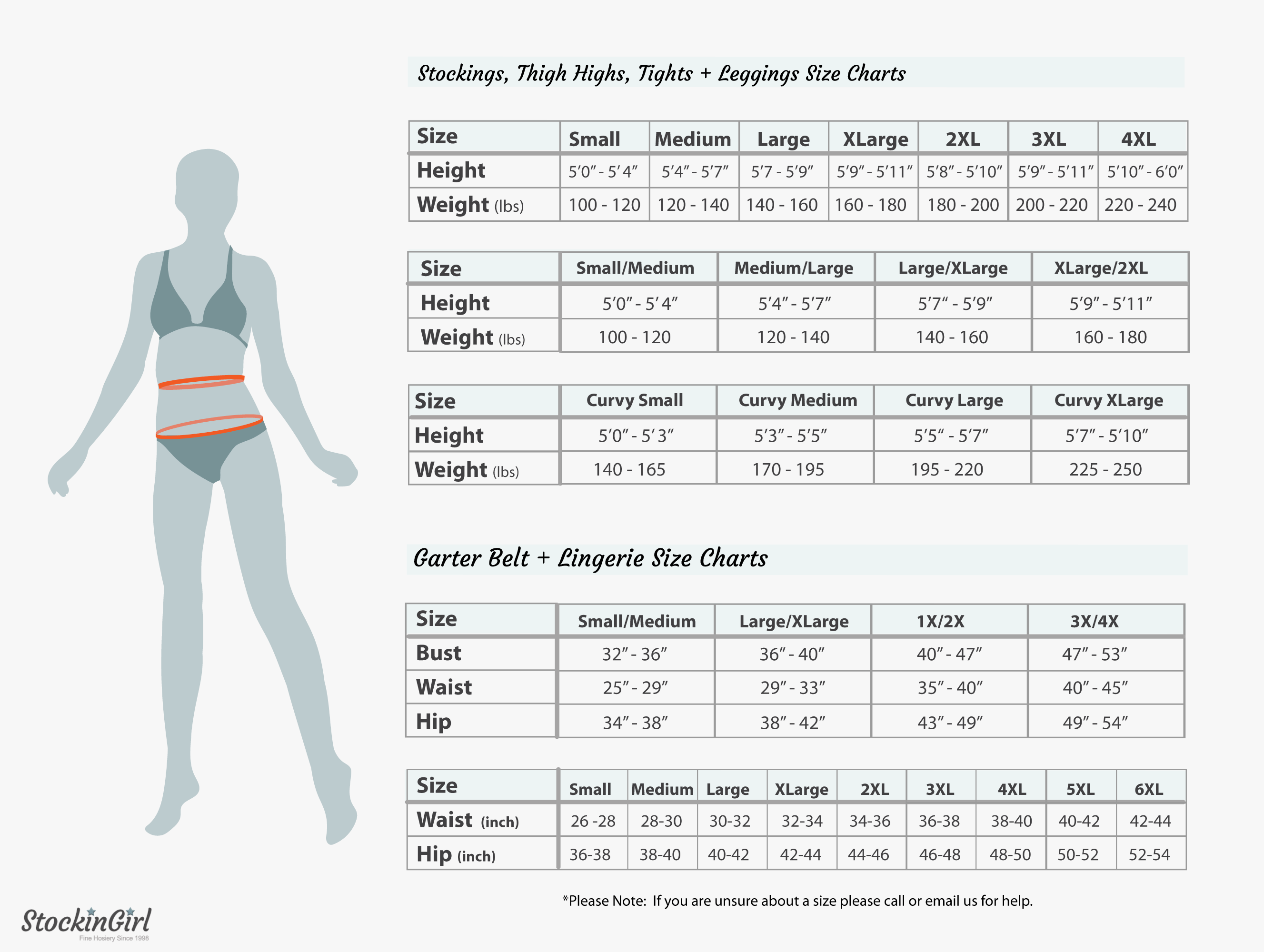 Size Charts For Lingerie Corsets Stockings Tights | Hot Sex Picture